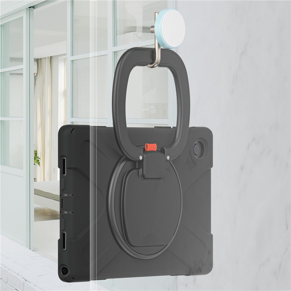 For Samsung Galaxy Tab A8 10.5 (2021) Tablet Case 360 Degree Rotary Kickstand Anti-fall Protection PC + Silicone Hybrid Cover - Black/Black-7