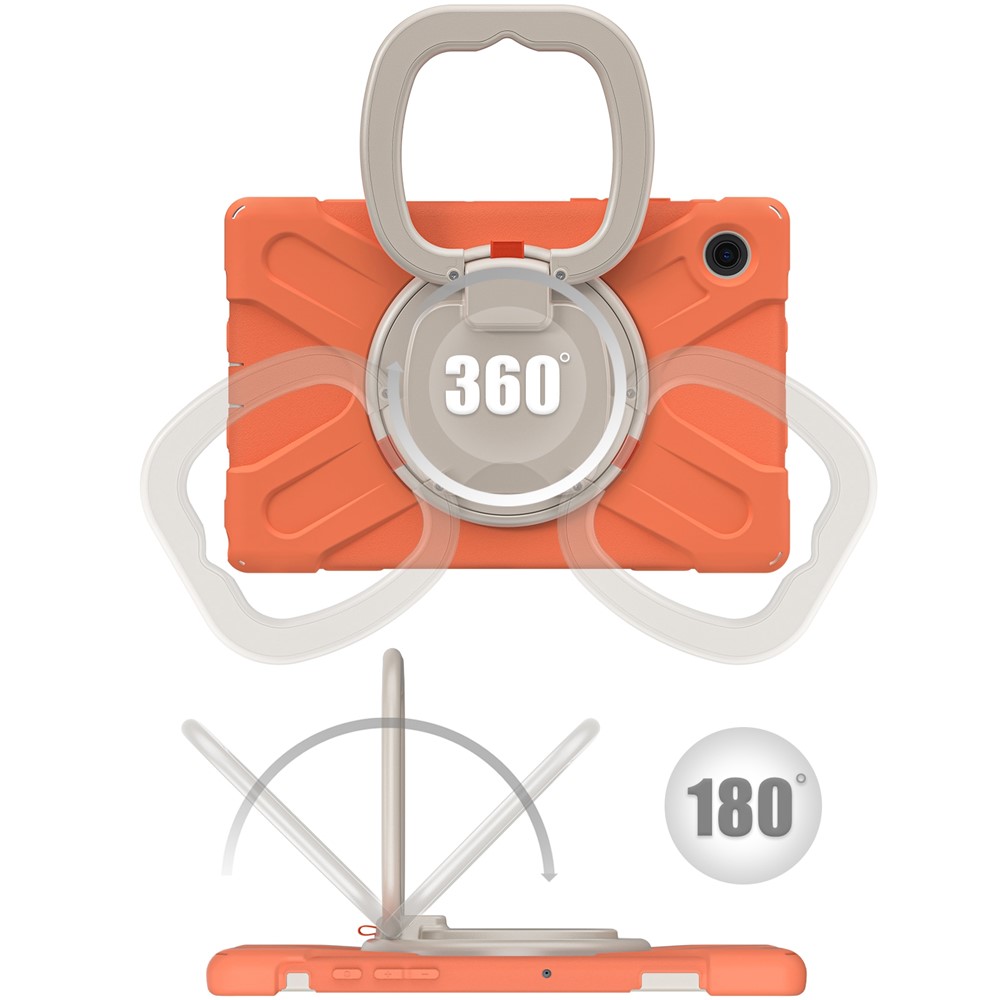 For Samsung Galaxy Tab A8 10.5 (2021) Tablet Case 360 Degree Rotary Kickstand Anti-fall Protection PC + Silicone Hybrid Cover - Coral Orange-4