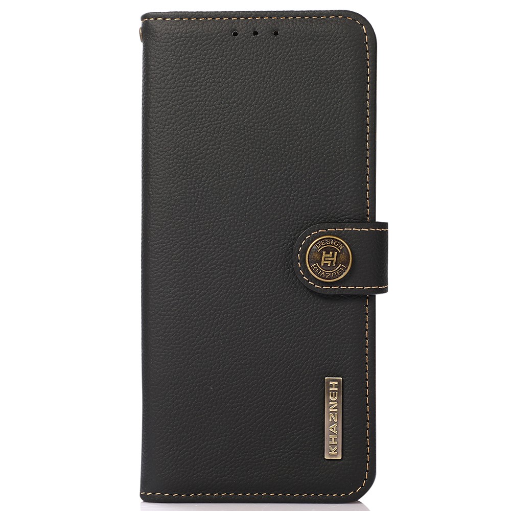 KHAZNEH Genuine Leather Case for Samsung Galaxy A23 5G, RFID Blocking Design Wallet Stand Cell Phone Cover - Black-2