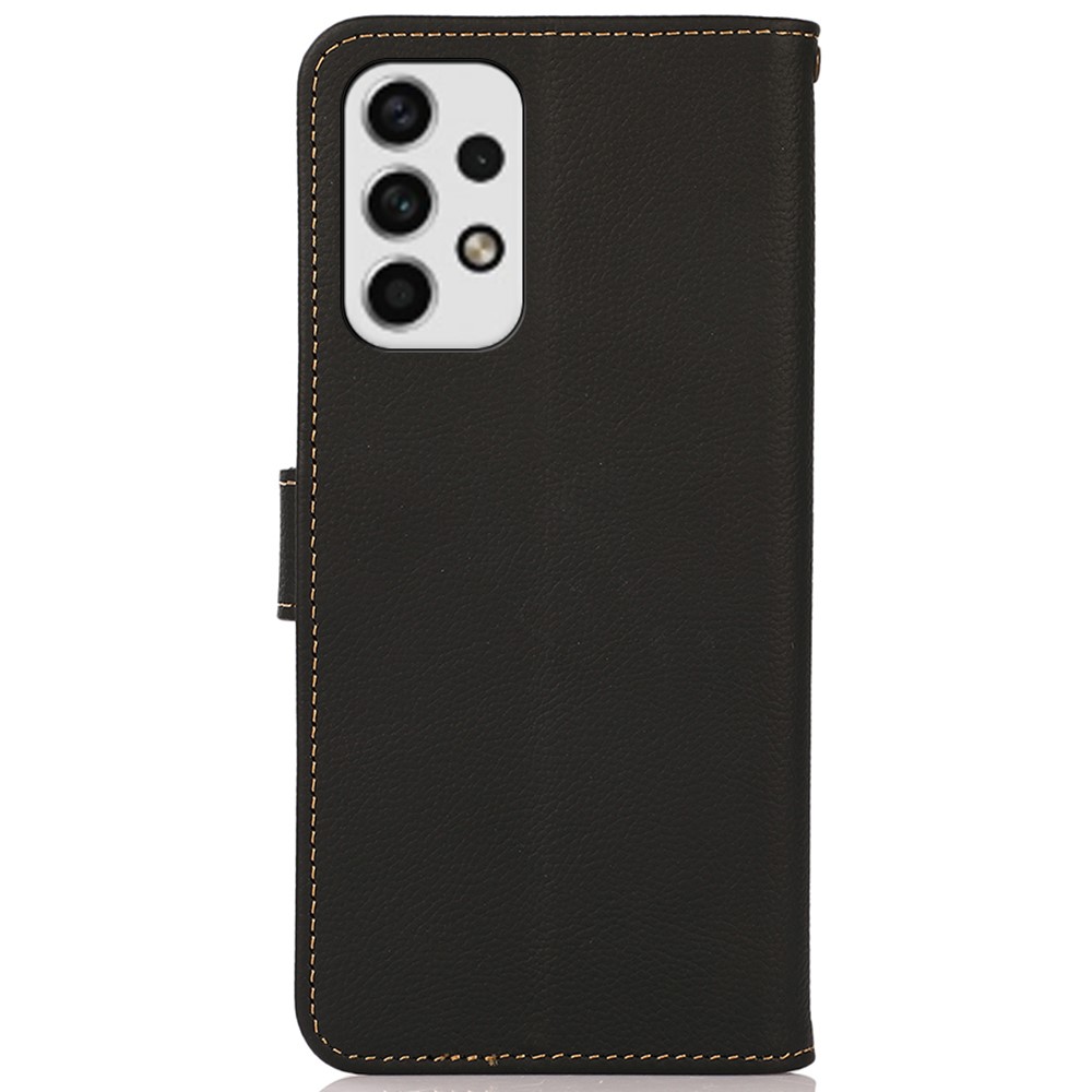 KHAZNEH Genuine Leather Case for Samsung Galaxy A23 5G, RFID Blocking Design Wallet Stand Cell Phone Cover - Black-3