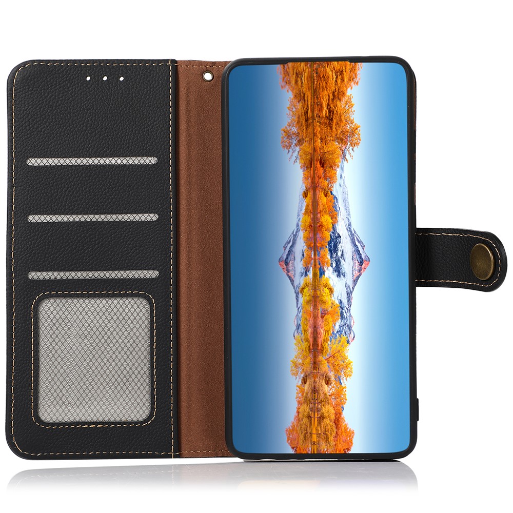 KHAZNEH Genuine Leather Case for Samsung Galaxy A23 5G, RFID Blocking Design Wallet Stand Cell Phone Cover - Black-5