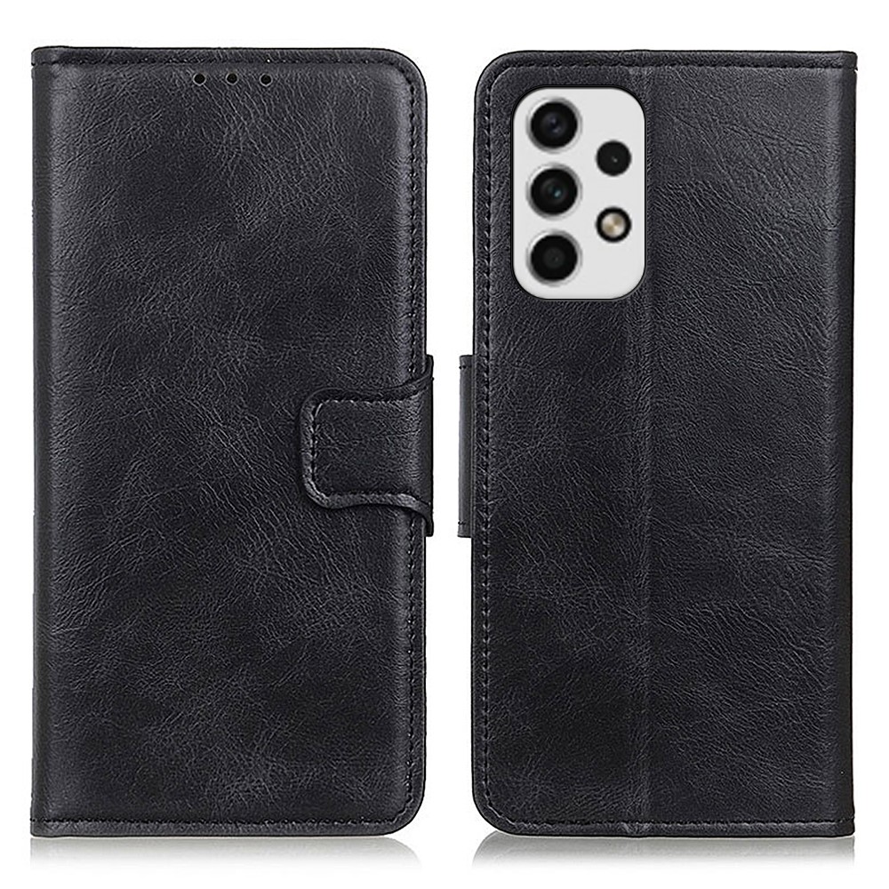 For Samsung Galaxy A23 5G Magnetic Closure Crazy Horse Texture Case Anti-fall Protection PU Leather Wallet Stand Phone Shell - Black-1
