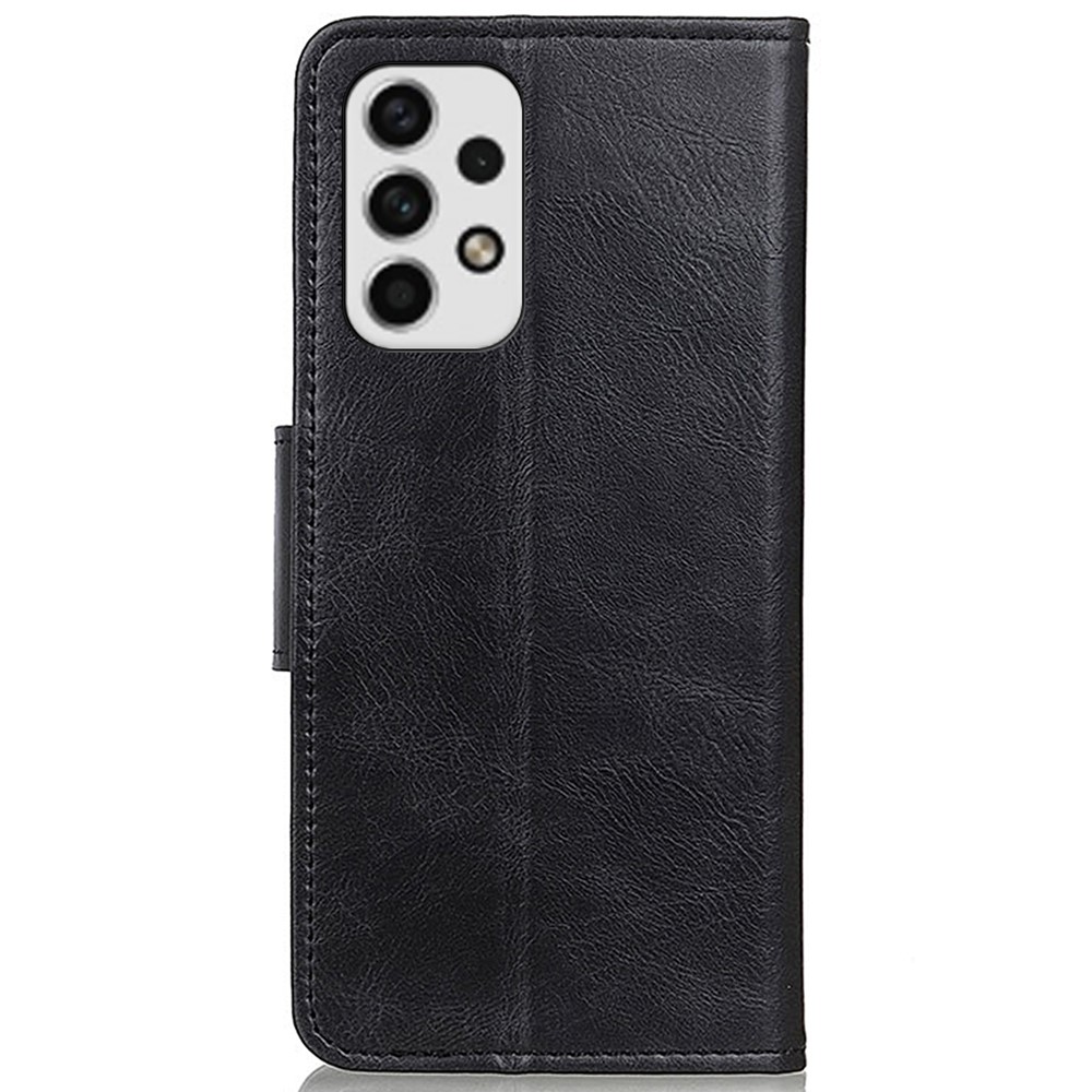 For Samsung Galaxy A23 5G Magnetic Closure Crazy Horse Texture Case Anti-fall Protection PU Leather Wallet Stand Phone Shell - Black-3