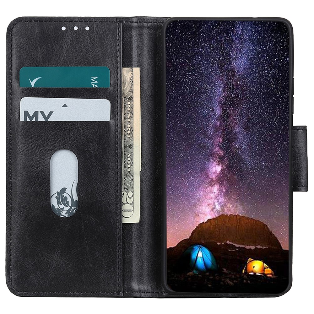 For Samsung Galaxy A23 5G Magnetic Closure Crazy Horse Texture Case Anti-fall Protection PU Leather Wallet Stand Phone Shell - Black-5