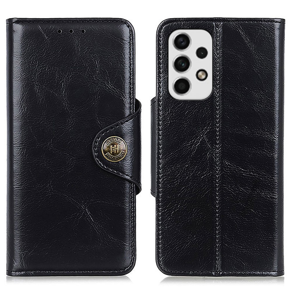 KHAZHEN Leather Wallet Case for Samsung Galaxy A23 5G, Stand Folio Magnetic Shock Absorbing Cover - Black-1
