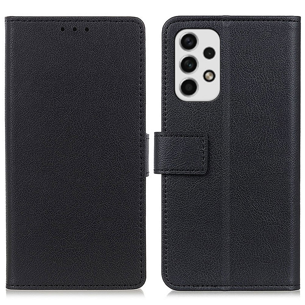 PU Leather Phone Case for Samsung Galaxy A23 5G, Viewing Stand Flip Magnetic Wallet-Style Full Protective Cover - Black-1