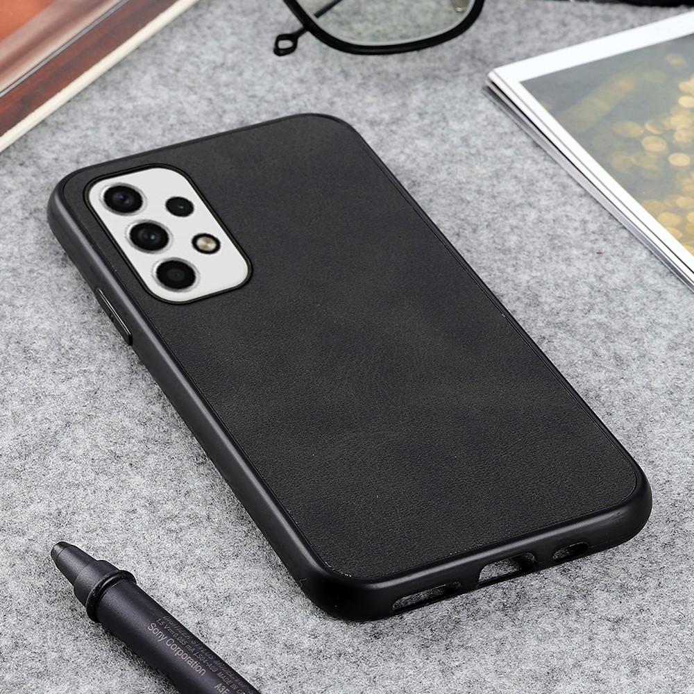 For Samsung Galaxy A23 5G Anti-drop PU Leather Coated PC + TPU Phone Back Case Protective Cover - Black-2
