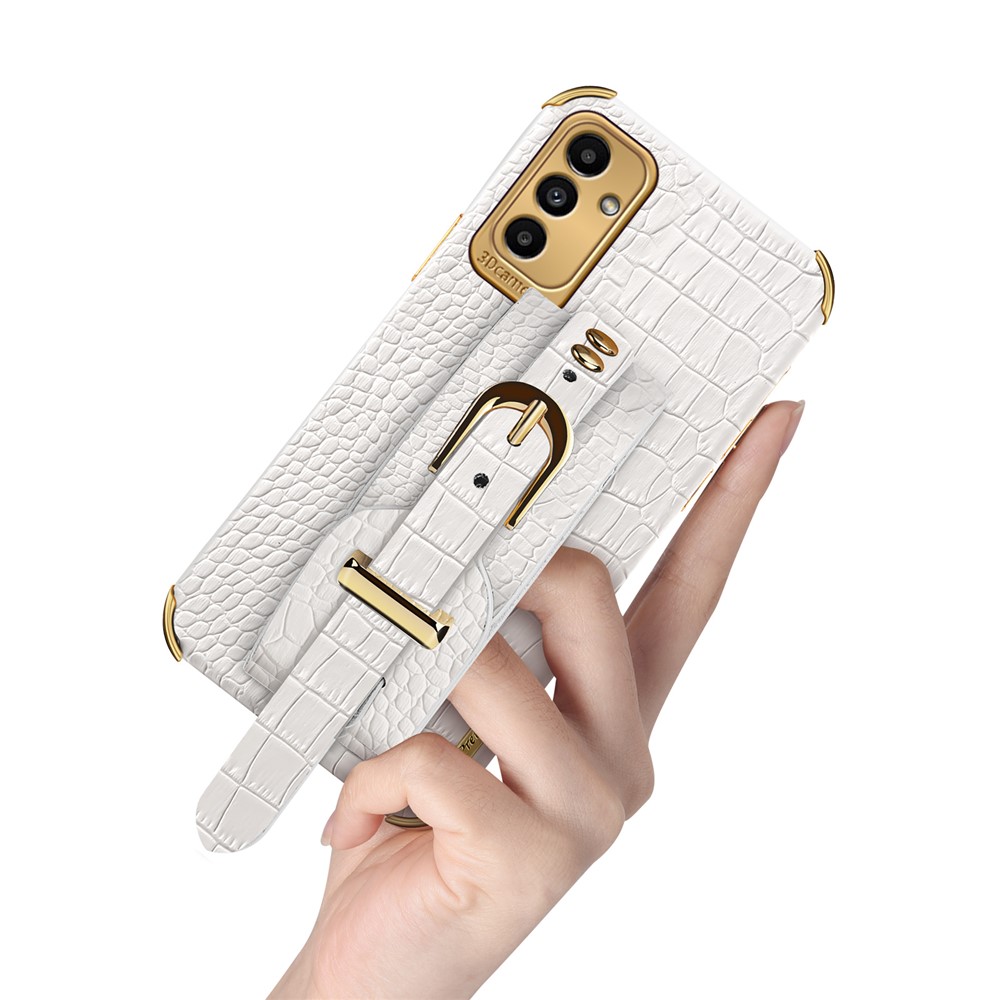 For Samsung Galaxy A52 5G/A52s 5G/A52 4G PU Leather Coated TPU Flexible Phone Case Crocodile Texture 6D Electroplating Precise Cutout Covering - Black-7