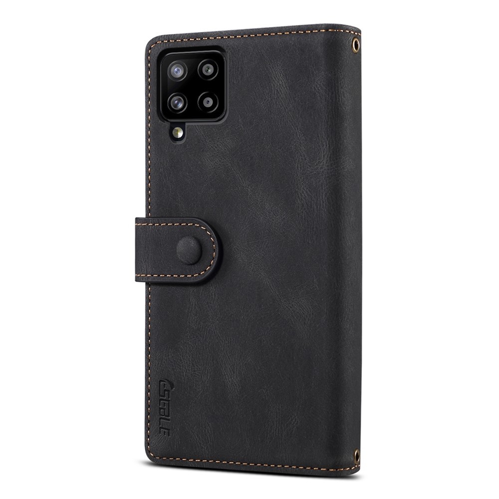 ESEBLE For Samsung Galaxy A12 5G PU Leather Phone Case Bag Zipper Pocket Wallet Stand Shockproof Phone Covering with Wrist Strap - Black-3
