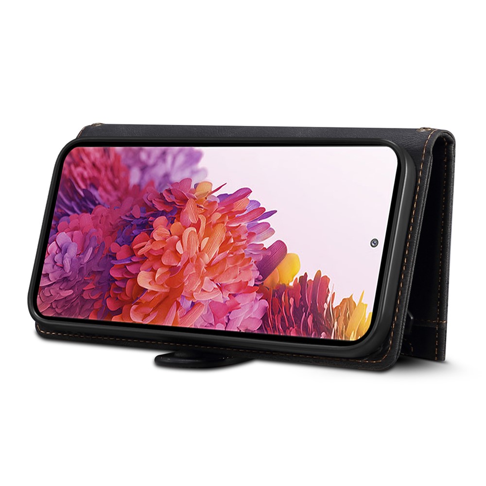 ESEBLE For Samsung Galaxy S20 FE 5G Anti-scratch Cell Phone Cover Zipper Pocket Wallet Stand Shockproof Phone Case Bag with Wrist Strap - Black-6