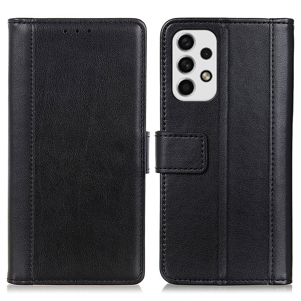 For Samsung Galaxy A23 5G Glossy PU Leather Folio Flip Phone Case Wallet Stand Full Protection Cover - Black-1
