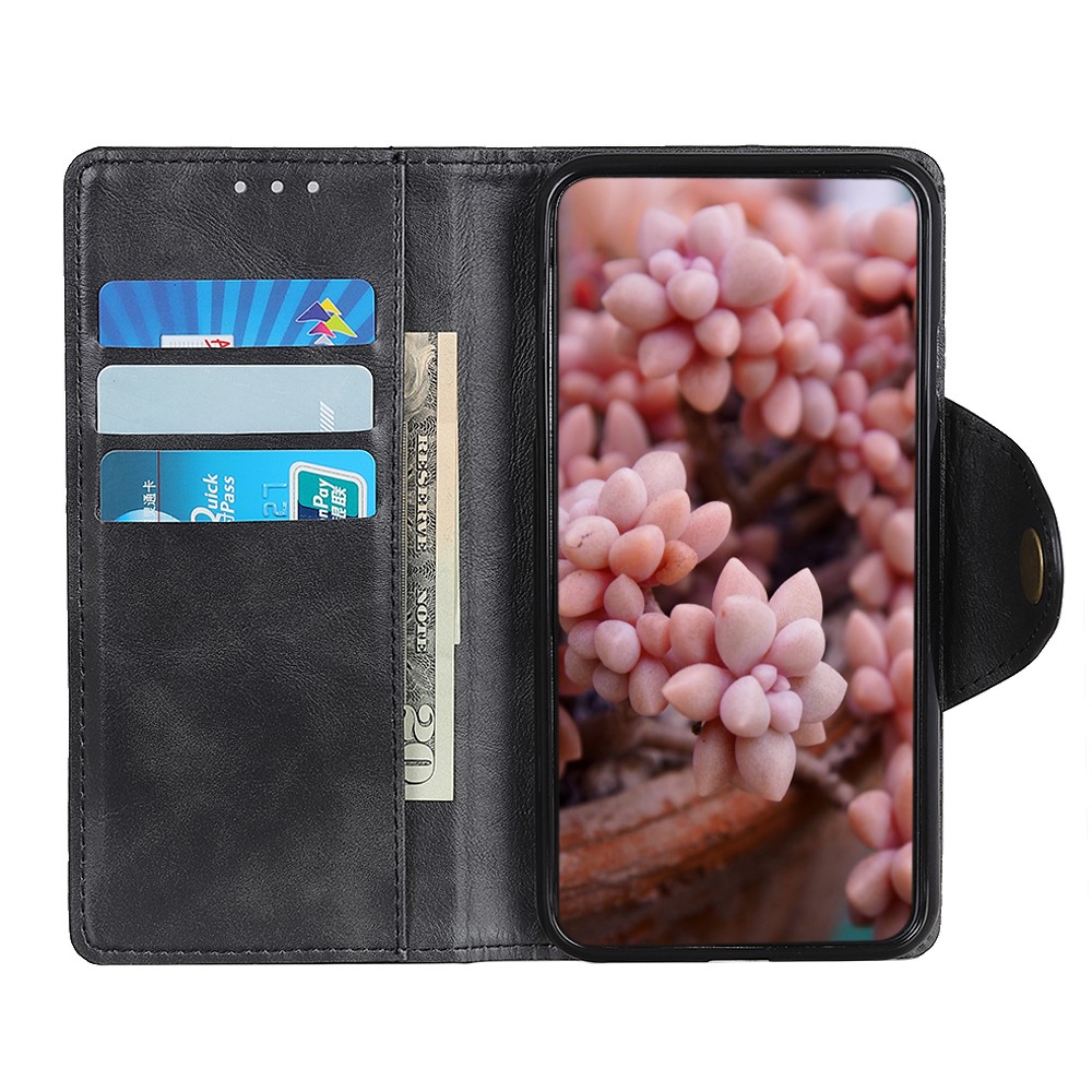 For Samsung Galaxy A23 5G PU Leather + TPU Shockproof Brass Buckle Magnetic Clasp Cover Phone Case with Wallet Stand - Black-5