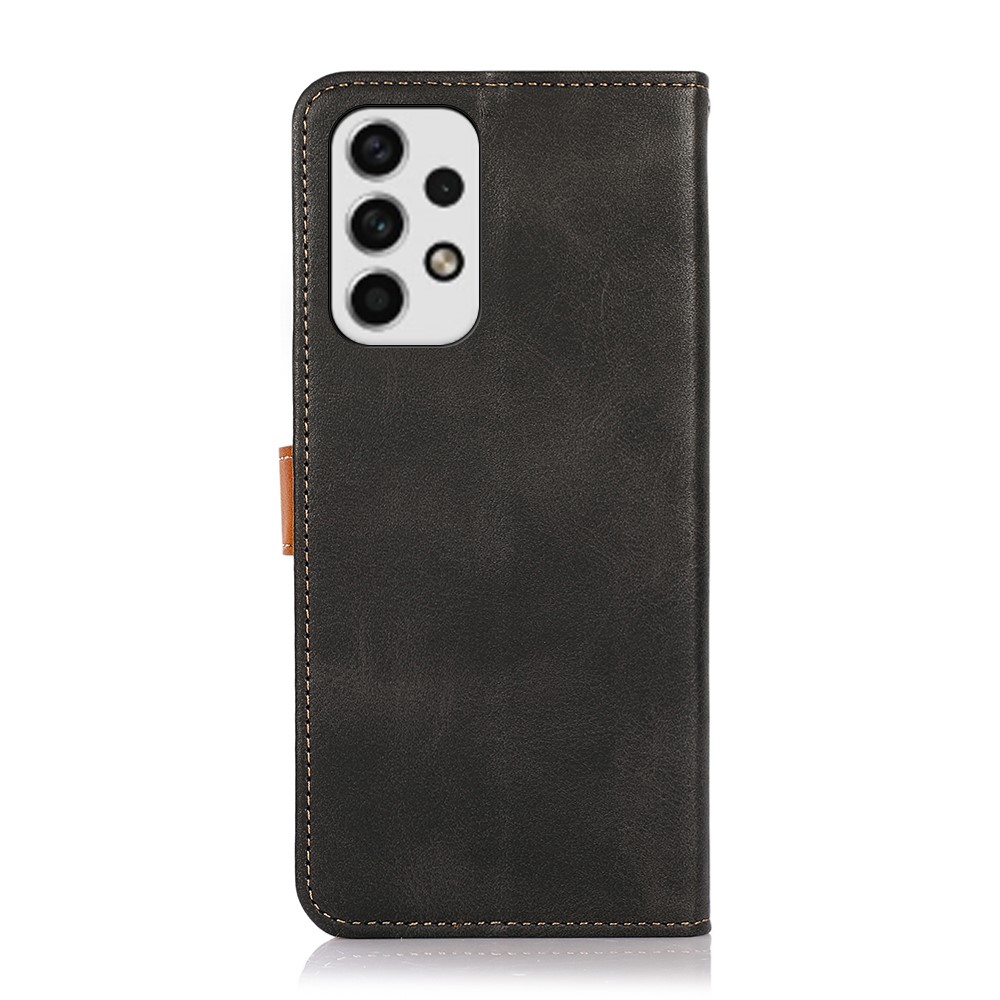 KHAZNEH For Samsung Galaxy A23 5G Drop Proof Dual-color Golden Magnetic Clasp PU Leather Flip Cell Phone Case Stand Cover with Wallet - Black-3