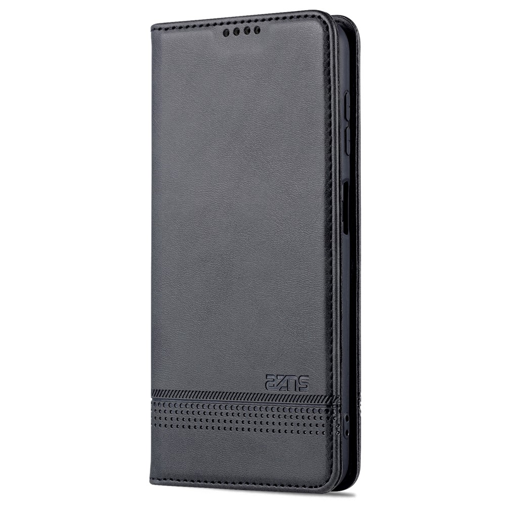 AZNS For Samsung Galaxy A13 4G Magnetic Absorption Textured PU Leather Wallet Flip Case Folding Stand Protective Cover - Black-2