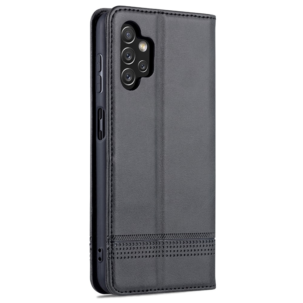 AZNS For Samsung Galaxy A13 4G Magnetic Absorption Textured PU Leather Wallet Flip Case Folding Stand Protective Cover - Black-3