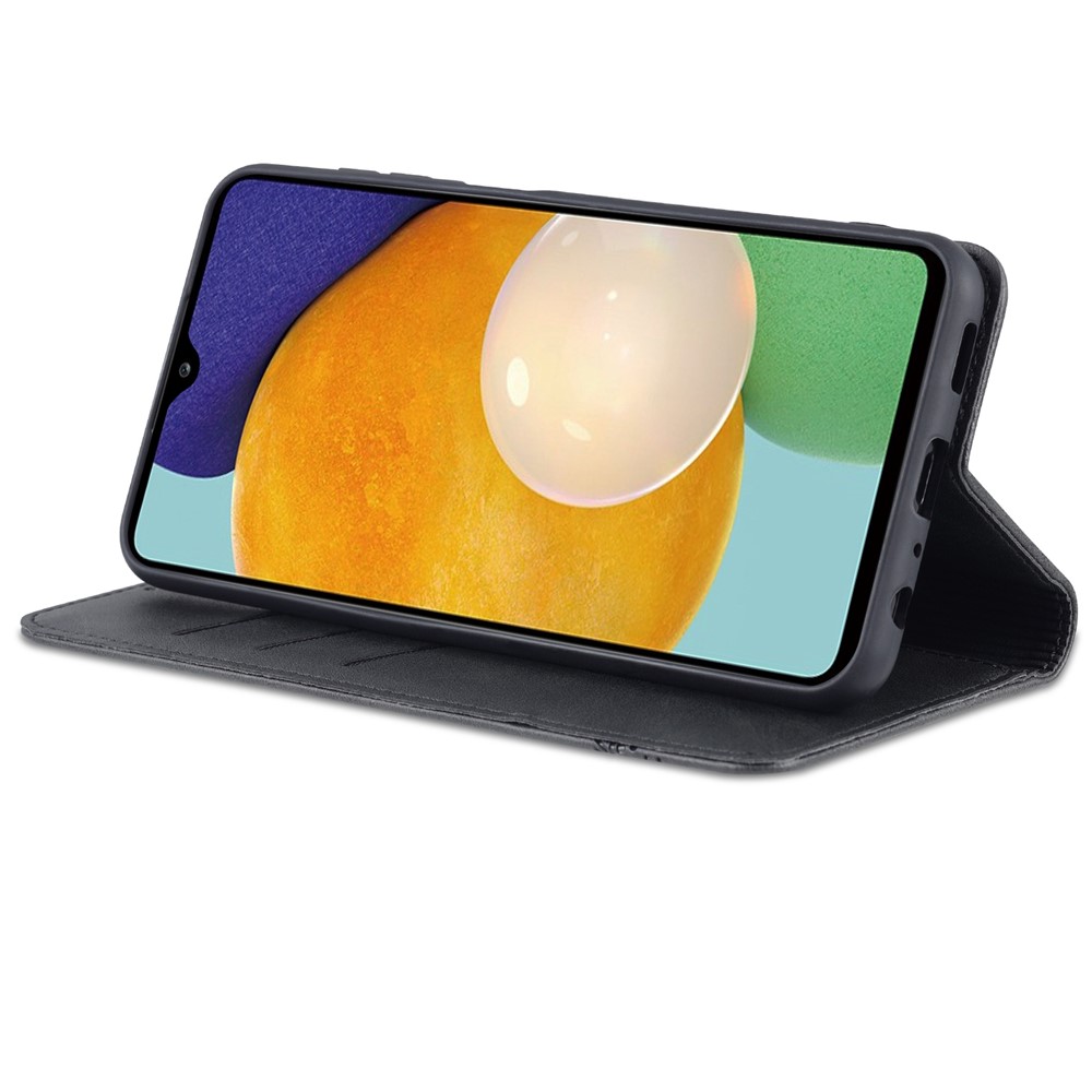 AZNS For Samsung Galaxy A13 4G Magnetic Absorption Textured PU Leather Wallet Flip Case Folding Stand Protective Cover - Black-5