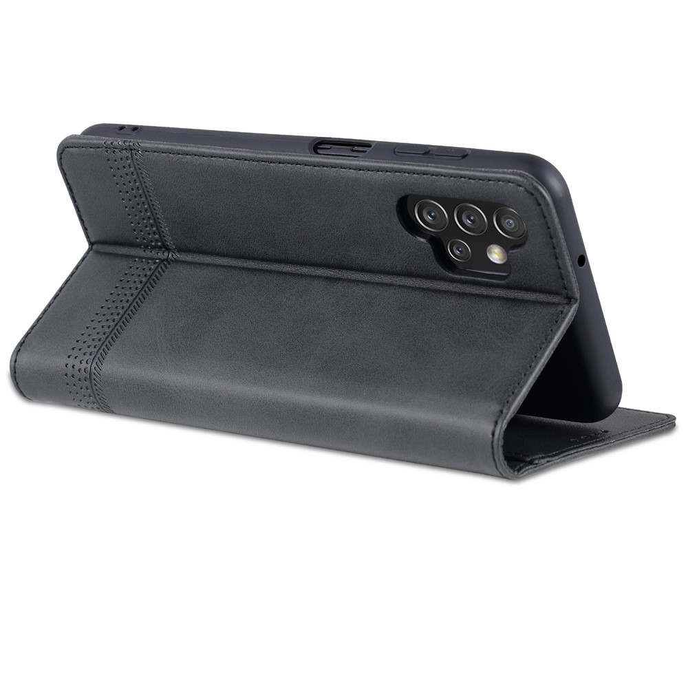 AZNS For Samsung Galaxy A13 4G Magnetic Absorption Textured PU Leather Wallet Flip Case Folding Stand Protective Cover - Black-6