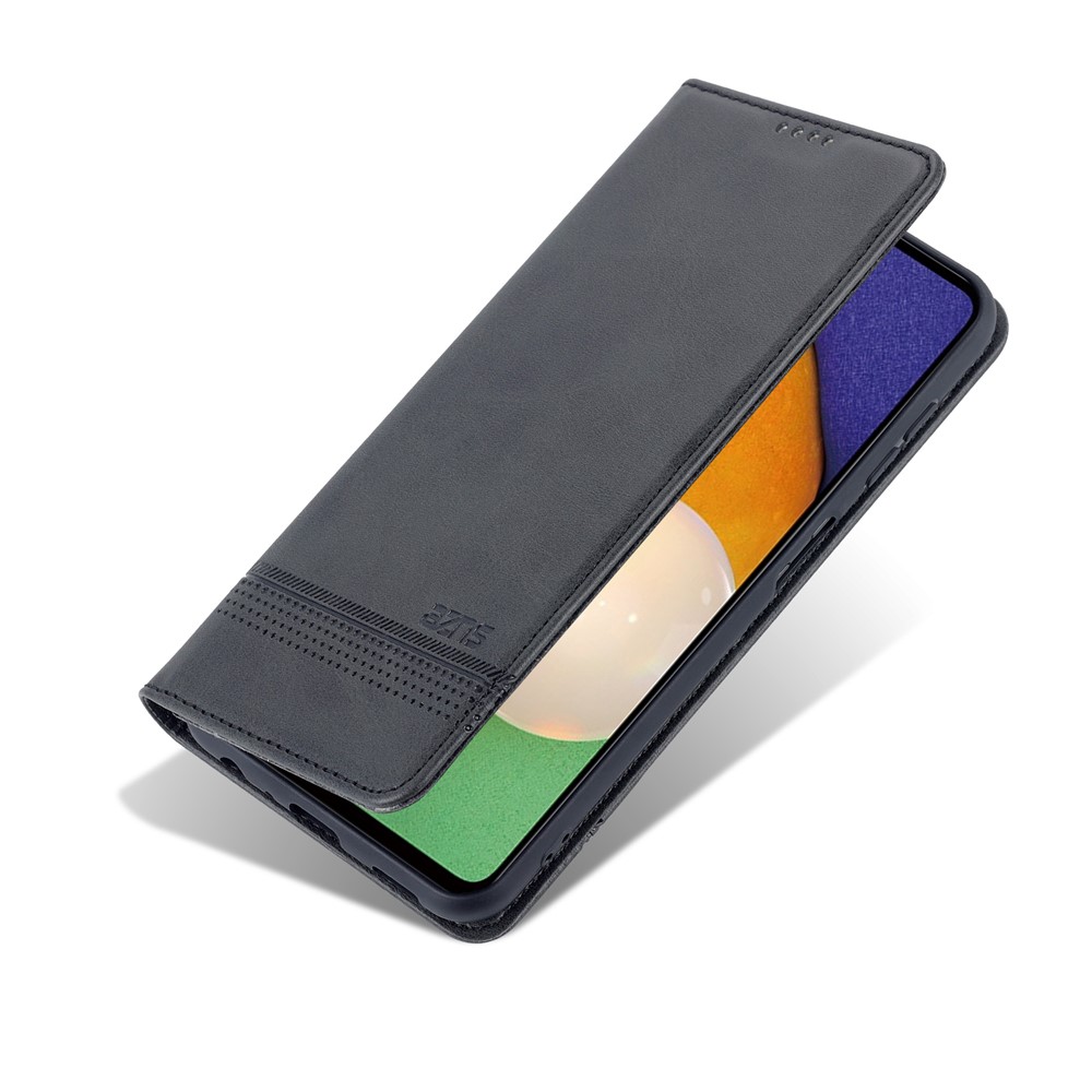 AZNS For Samsung Galaxy A13 4G Magnetic Absorption Textured PU Leather Wallet Flip Case Folding Stand Protective Cover - Black-7
