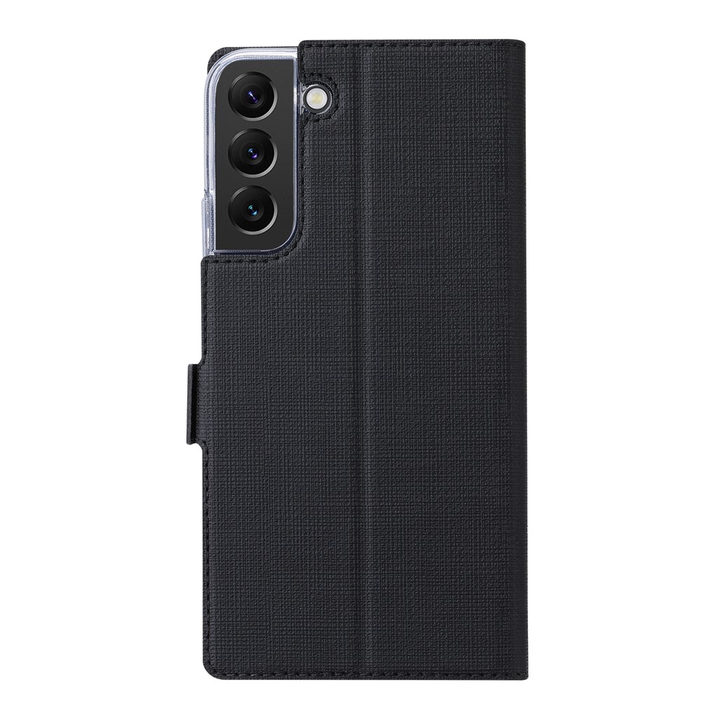 VILI K Series Stand Wallet Leather Case for Samsung Galaxy S22+ 5G, Double Magnetic Clasp Phone Cover - Black-3