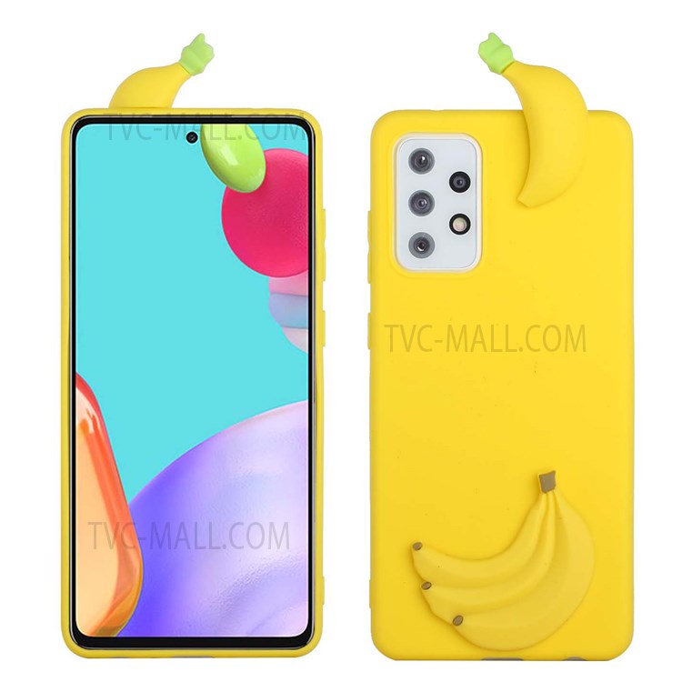 For Samsung Galaxy A33 5G Shockproof Phone Case Scratch-Resistant Cover Anti-fall 3D Pattern Phone Protector - Banana-1