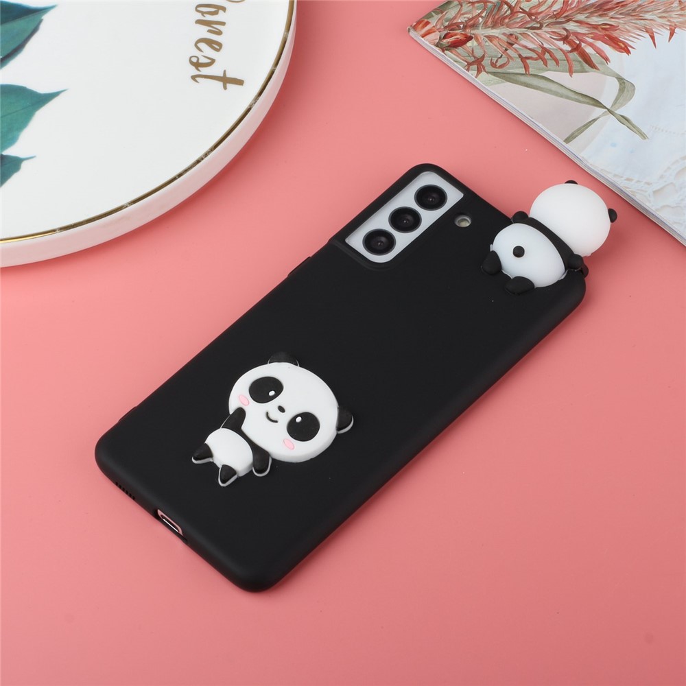 Drop-proof Phone Case for Samsung Galaxy S22 5G Shockproof Cover Scratch Resistant Phone Protector with 3D Pattern - Black/Panda-6