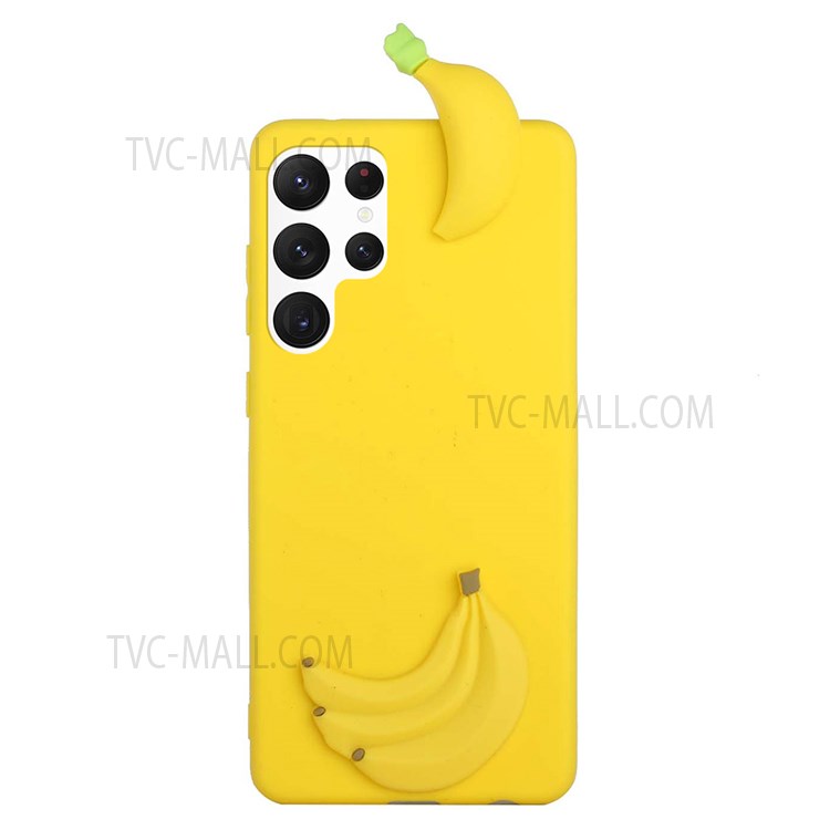 For Samsung Galaxy S22 Ultra 5G Shockproof Phone Case Scratch Resistant Anti-fall 3D Pattern Phone Protector - Banana-2