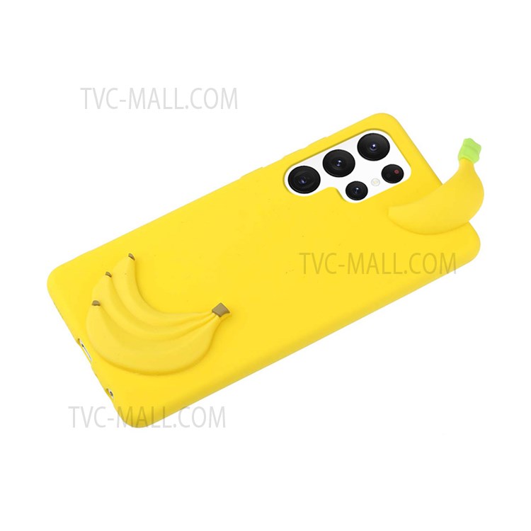 For Samsung Galaxy S22 Ultra 5G Shockproof Phone Case Scratch Resistant Anti-fall 3D Pattern Phone Protector - Banana-4