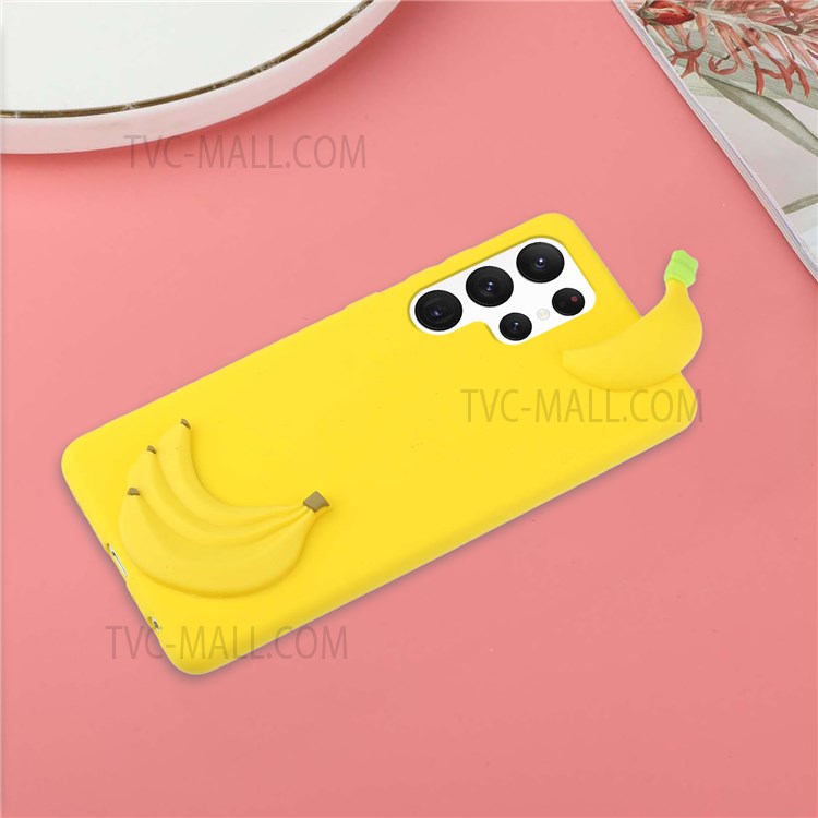 For Samsung Galaxy S22 Ultra 5G Shockproof Phone Case Scratch Resistant Anti-fall 3D Pattern Phone Protector - Banana-6