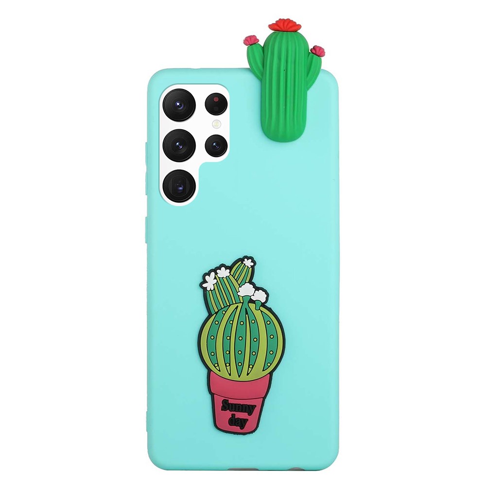 For Samsung Galaxy S22 Ultra 5G Shockproof Phone Case Scratch Resistant Anti-fall 3D Pattern Phone Protector - Cactus-2