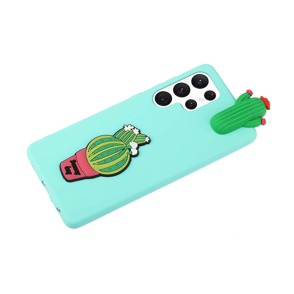 For Samsung Galaxy S22 Ultra 5G Shockproof Phone Case Scratch Resistant Anti-fall 3D Pattern Phone Protector - Cactus-4
