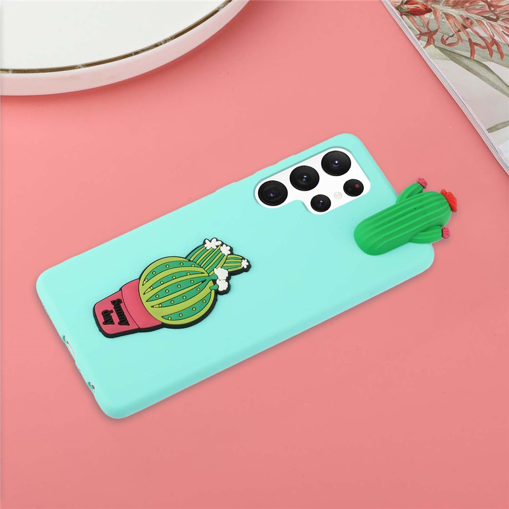 For Samsung Galaxy S22 Ultra 5G Shockproof Phone Case Scratch Resistant Anti-fall 3D Pattern Phone Protector - Cactus-6