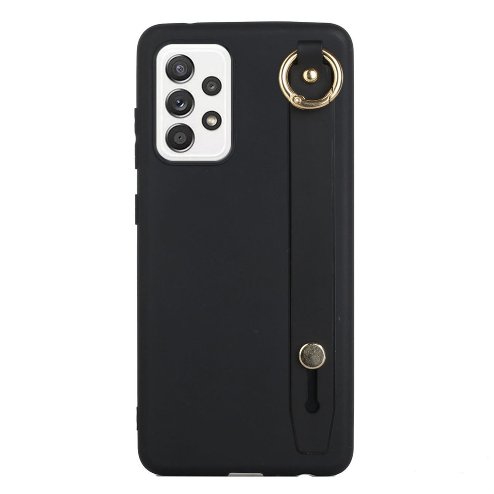 Hand Strap Design Flexible TPU Phone Case for Samsung Galaxy A53 5G, Kickstand Shockproof Protective Cover - Black-2