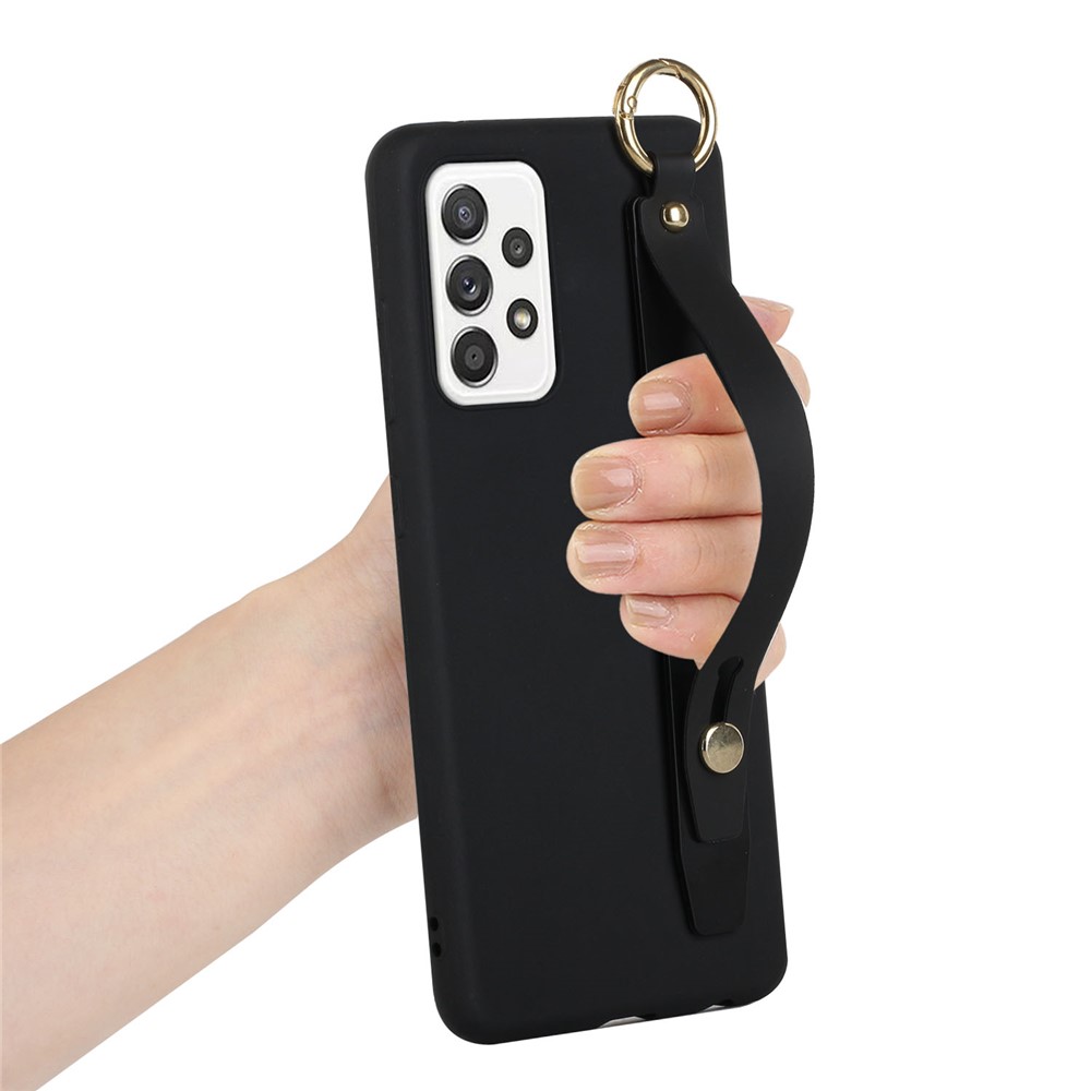 Hand Strap Design Flexible TPU Phone Case for Samsung Galaxy A53 5G, Kickstand Shockproof Protective Cover - Black-3