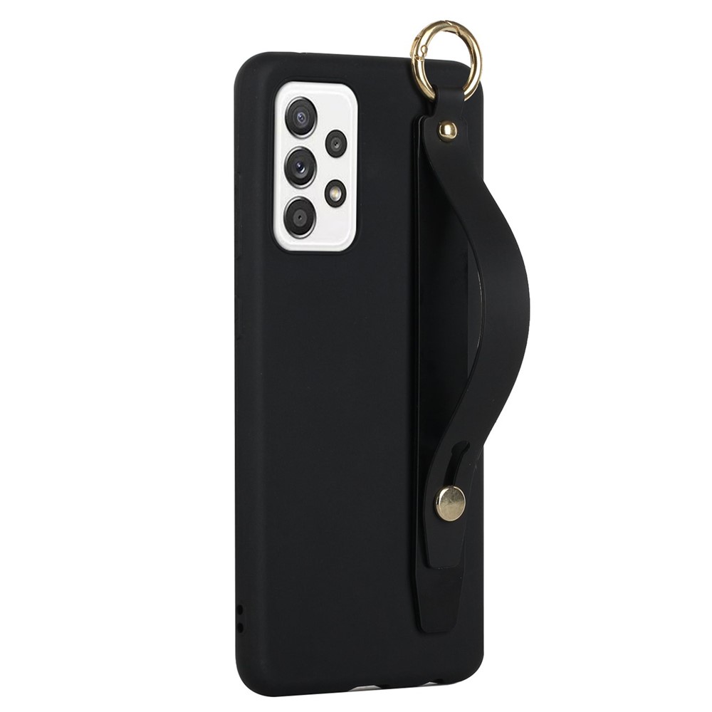 Hand Strap Kickstand TPU Case for Samsung Galaxy A73 5G, Anti-fall Protection Mobile Phone Cover - Black-1