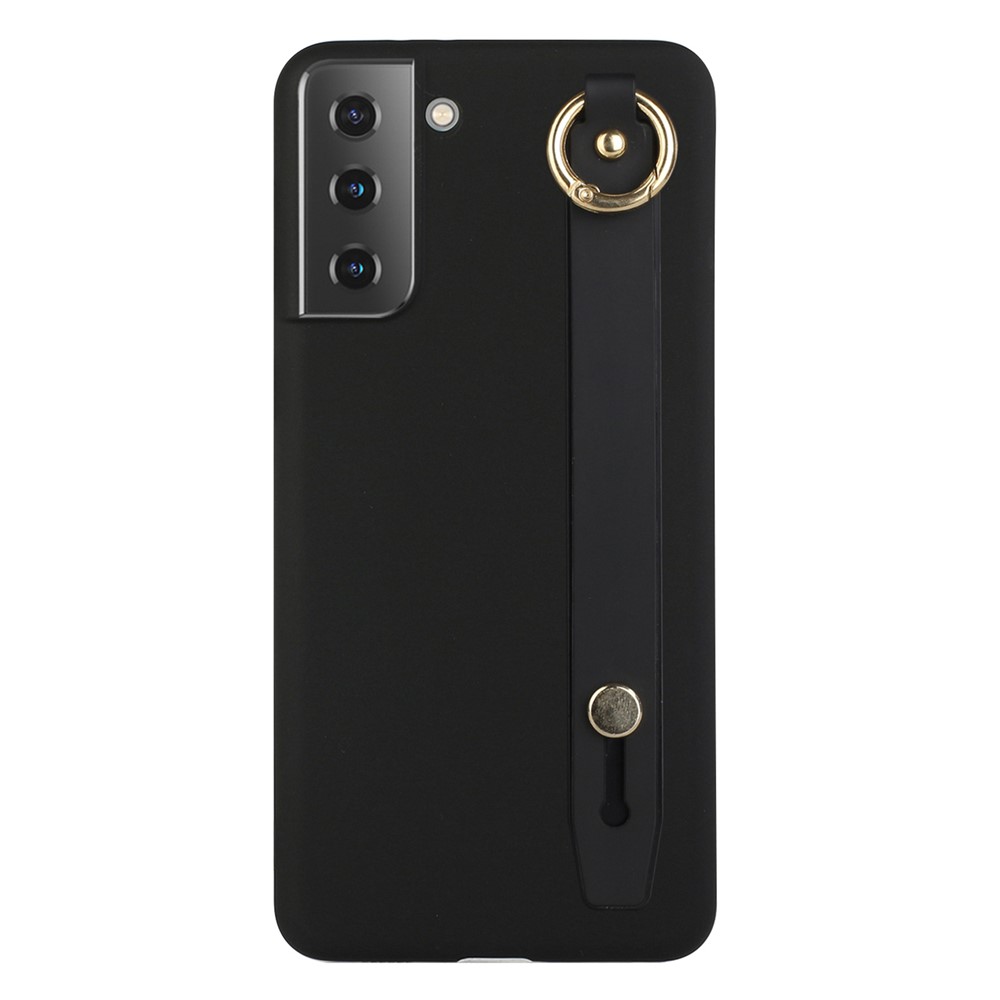 For Samsung Galaxy S22+ 5G Hand Strap Design Solid Color Soft TPU Phone Case Cover with Kickstand - Black-2