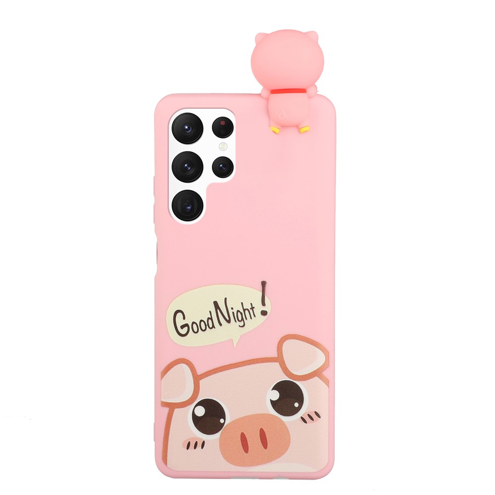 For Samsung Galaxy S22 Ultra 5G Drop-proof Phone Case Shockproof Cover Scratch Resistant Phone Protector with Mini Figure - Pig-2