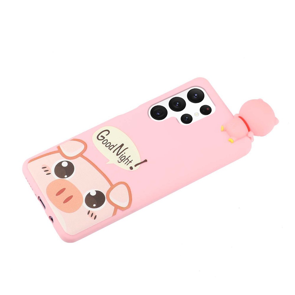 For Samsung Galaxy S22 Ultra 5G Drop-proof Phone Case Shockproof Cover Scratch Resistant Phone Protector with Mini Figure - Pig-4