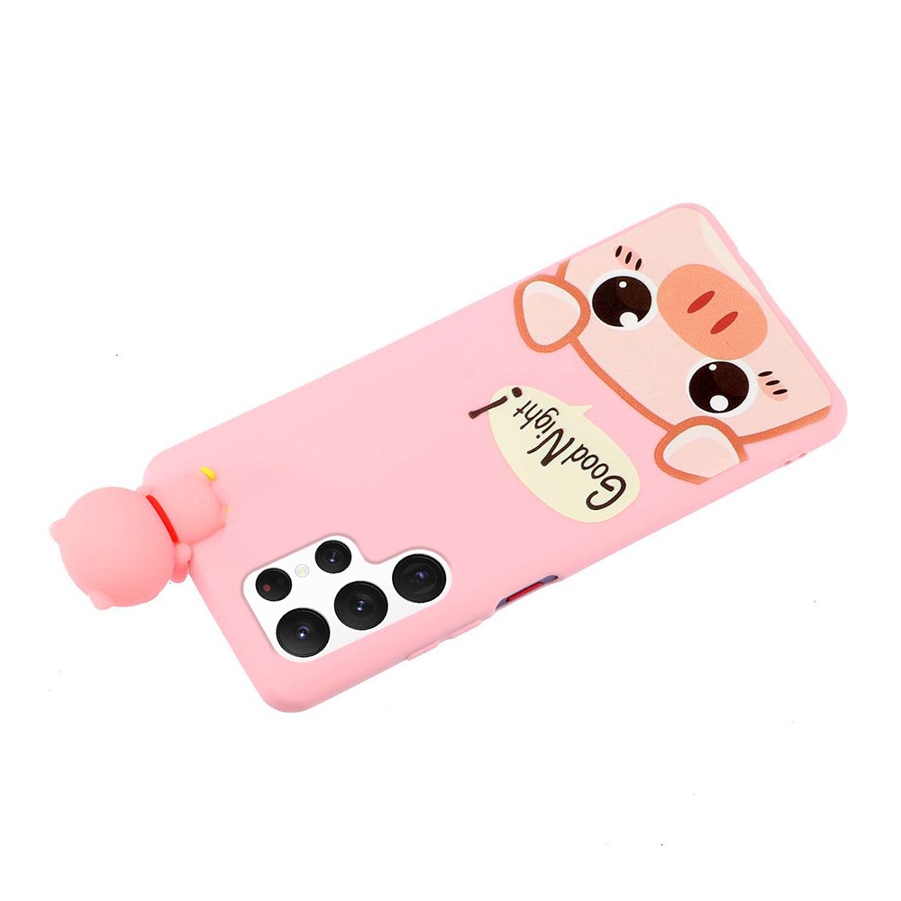 For Samsung Galaxy S22 Ultra 5G Drop-proof Phone Case Shockproof Cover Scratch Resistant Phone Protector with Mini Figure - Pig-5