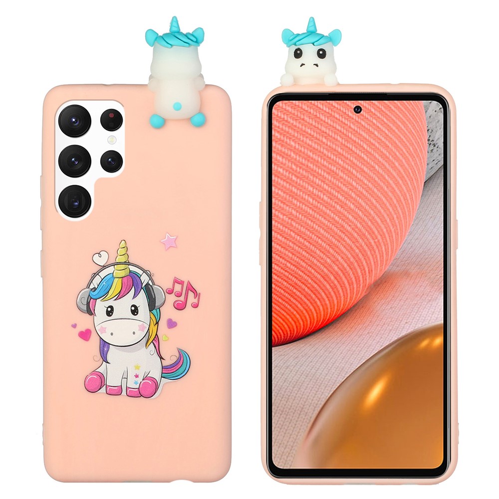 YX Pattern Printing Back Case for Samsung Galaxy S22 Ultra 5G, 3D Character Fashion Anti-Scratch TPU + PVC Cover - Music Horse-1