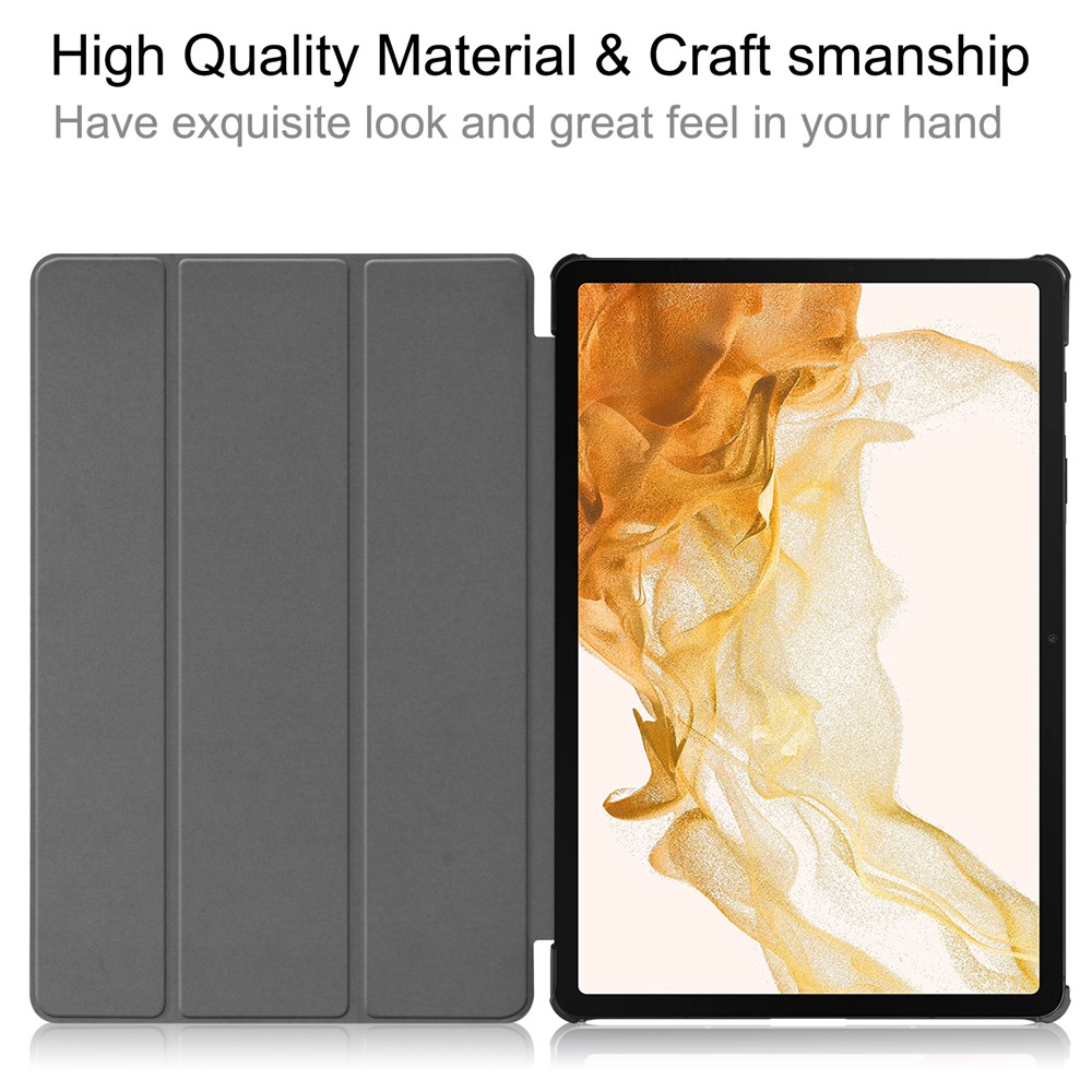 For Samsung Galaxy Tab S8+ Shockproof Trifold Stand Stylish Pattern Printing Hard PC Soft PU Leather Tablet Cover with Auto Sleep/Wake - Graffiti-4