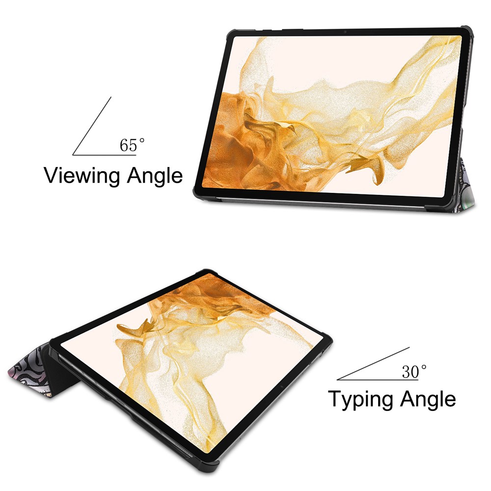 For Samsung Galaxy Tab S8+ Shockproof Trifold Stand Stylish Pattern Printing Hard PC Soft PU Leather Tablet Cover with Auto Sleep/Wake - Graffiti-7