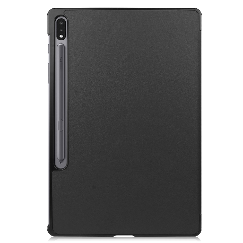 For Samsung Galaxy Tab S8+ PU Leather Trifold Stand Cover with Pencil Holder and Auto Sleep/Wake, Pencil Charging Supported - Black-3