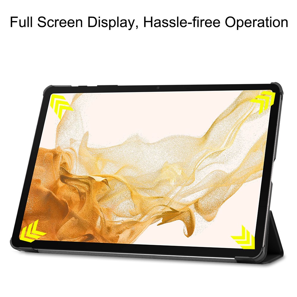 For Samsung Galaxy Tab S8+ PU Leather Trifold Stand Cover with Pencil Holder and Auto Sleep/Wake, Pencil Charging Supported - Black-7