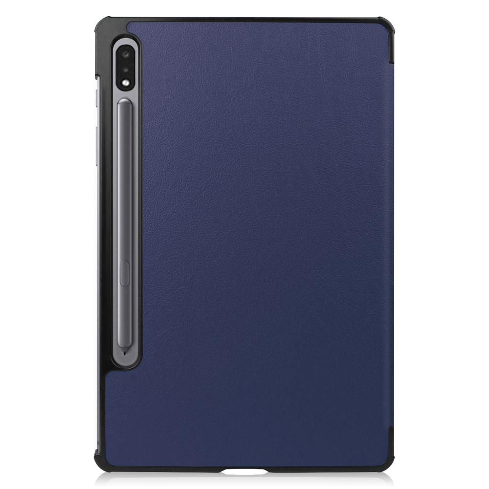 For Samsung Galaxy Tab S8 Auto Sleep/Wake PU Leather Trifold Stand Anti-scratch Protective Cover with Pencil Holder - Dark Blue-2