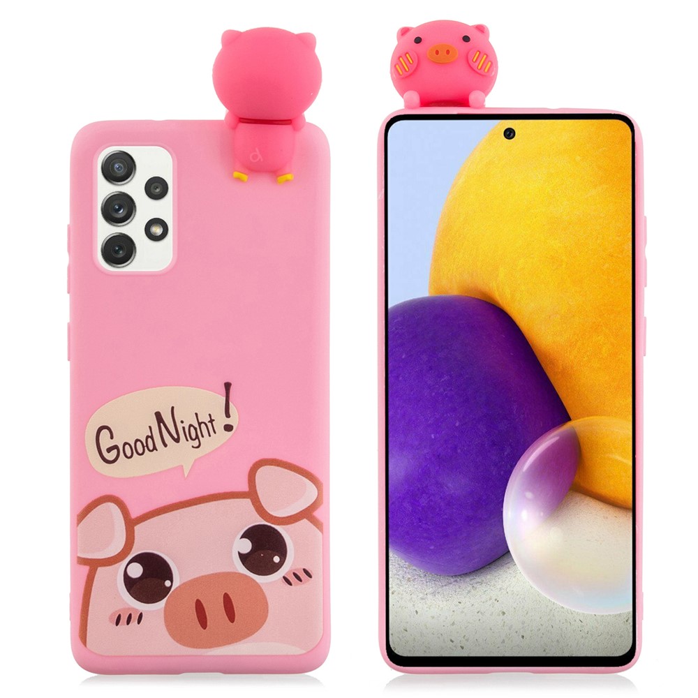 For Samsung Galaxy A33 5G SZ Pattern Printing TPU + PVC Anti-Slip Case 3D Cartoon Funny Animal Style Phone Cover - Good Night Pig-1