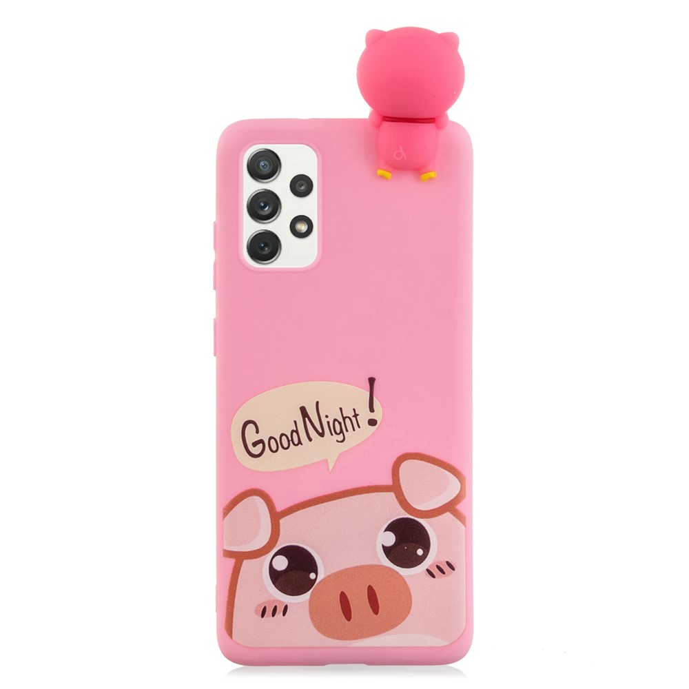 For Samsung Galaxy A33 5G SZ Pattern Printing TPU + PVC Anti-Slip Case 3D Cartoon Funny Animal Style Phone Cover - Good Night Pig-2