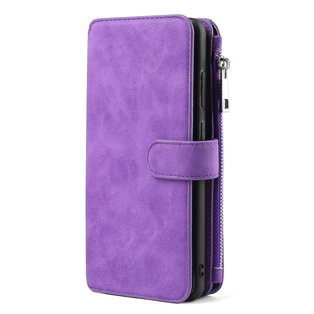 MEGSHI 007 Series for Samsung Galaxy S21 FE 5G, PU Leather 2-in-1 Detachable Magnetic Multi-Function Wallet Case Protective Cover - Purple-2