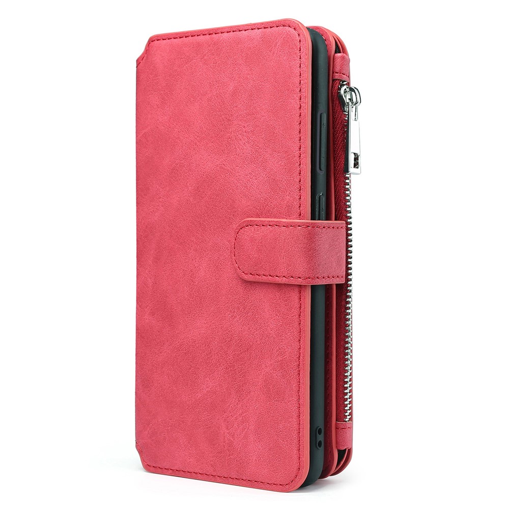 MEGSHI 007 Series for Samsung Galaxy S22 Ultra 5G, 2-in-1 Detachable Magnetic Drop-proof Multi-function Wallet PU Leather Phone Case Cover - Red-8