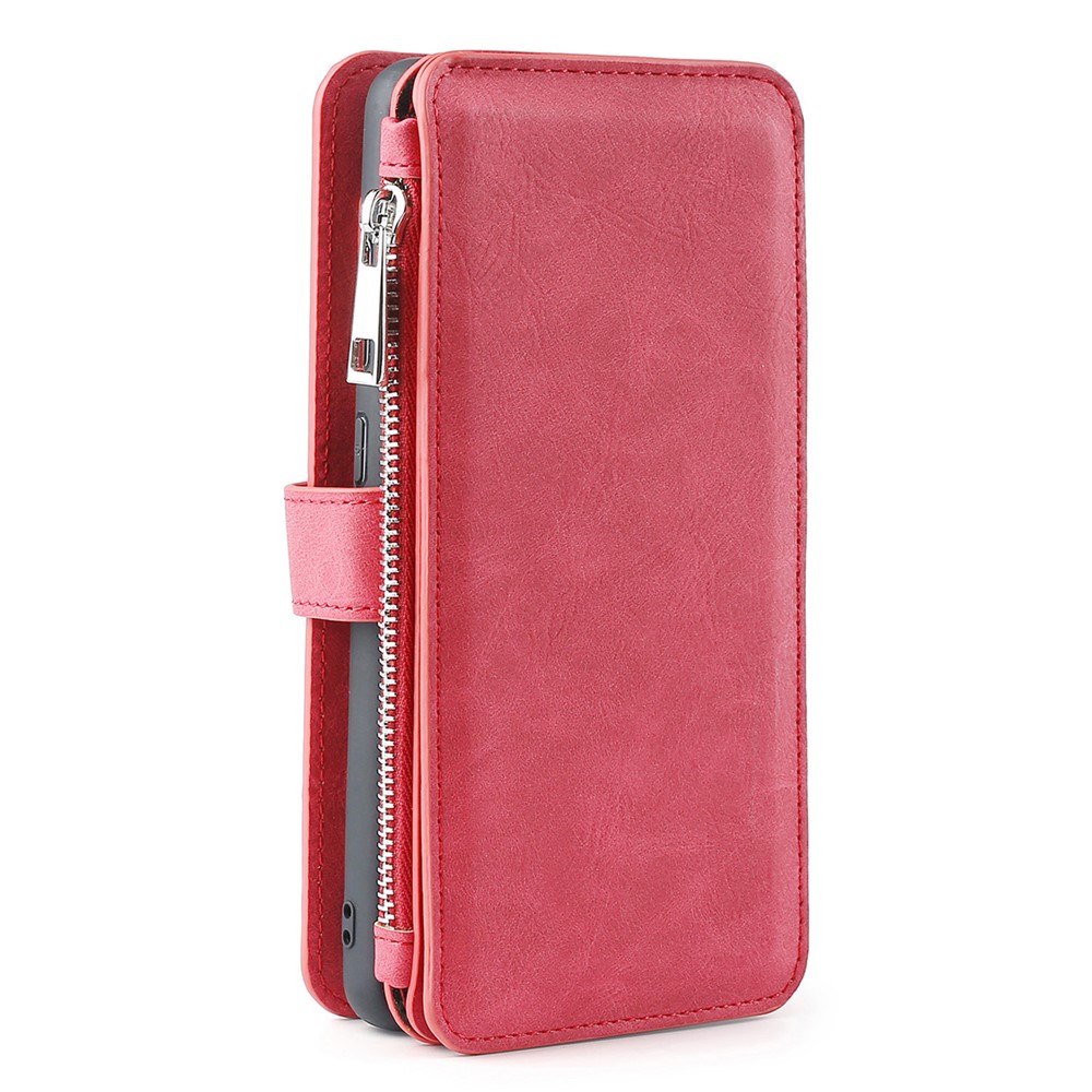 MEGSHI 007 Series for Samsung Galaxy S22 Ultra 5G, 2-in-1 Detachable Magnetic Drop-proof Multi-function Wallet PU Leather Phone Case Cover - Red-9