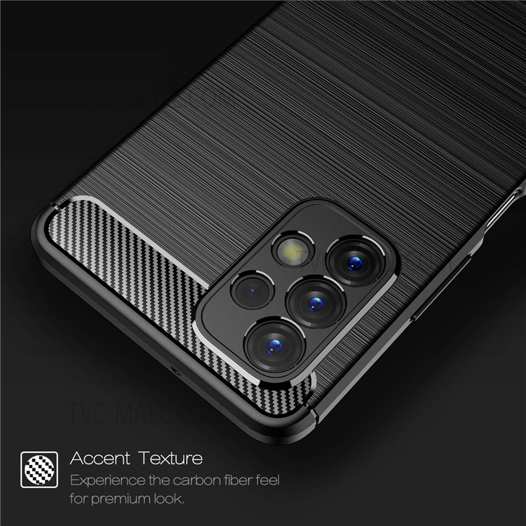 For Samsung Galaxy A23 5G Anti-Fingerprint Carbon Fiber Texture Case Brushed Surface Soft TPU Mobile Phone Shell Cover - Black-2
